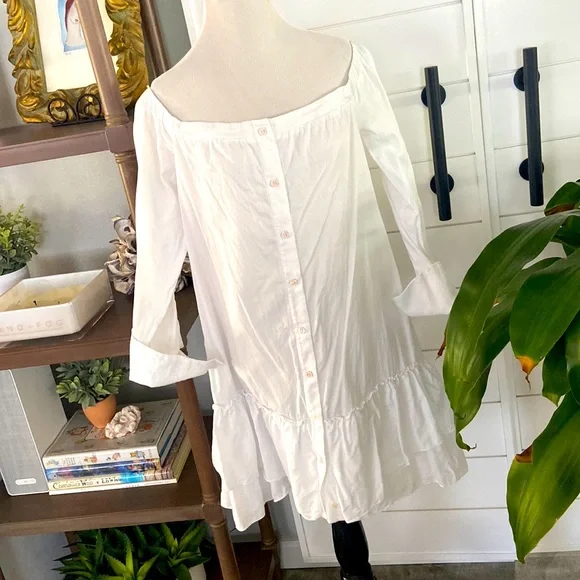 BCBGMaxAzria | Dresses | Bcbg Maxazria Cotton Shirt Dress With Ruffles Euc  | Poshmark